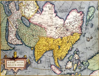 アジア：ニューギニアの一部を含む日本と東インド諸島を含む大陸の地図、1580年頃